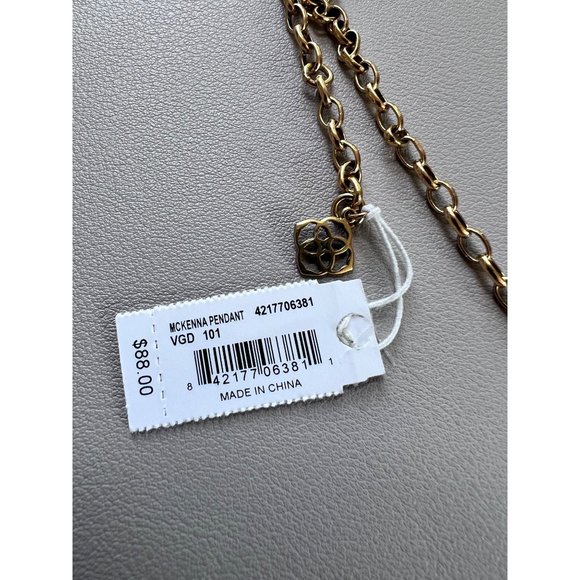 NWT Kendra Scott "McKenna" Pendant Necklace, Vintage Gold and Abalone Stone - Picture 7 of 11
